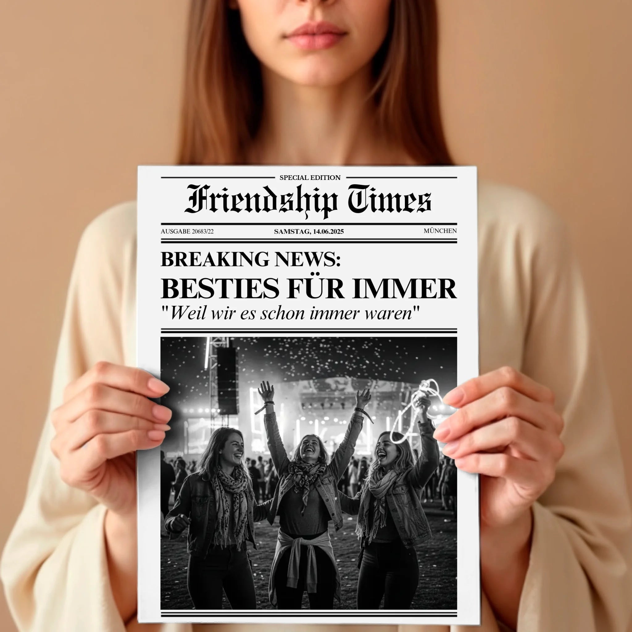 Frau mit Poster