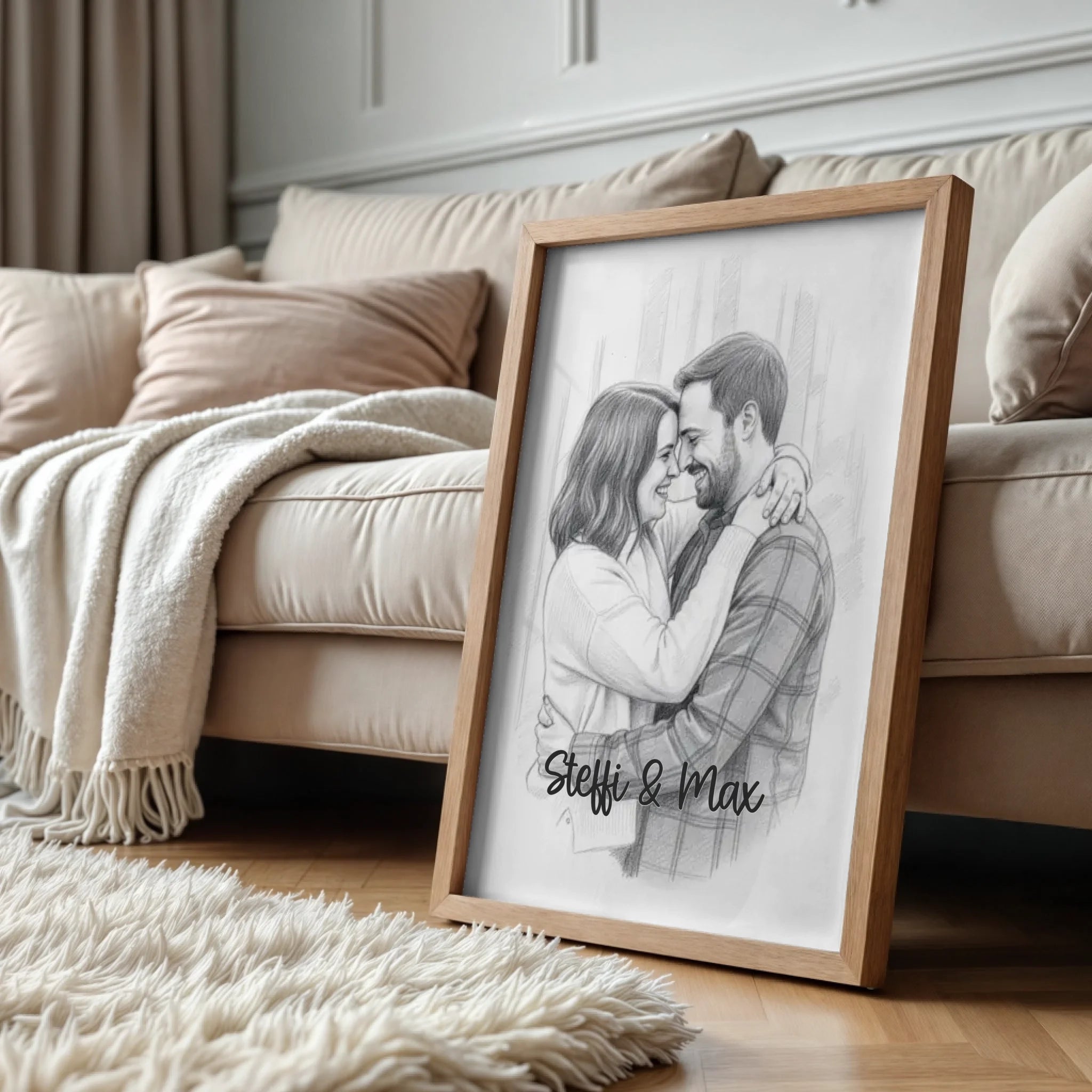 Wood standing at sofa