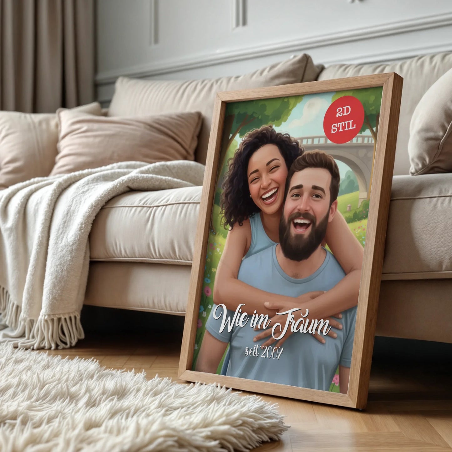 Wood standing at sofa