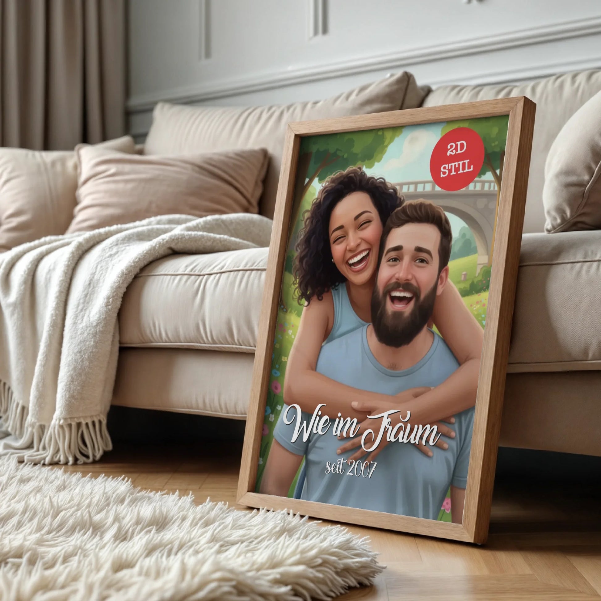 Wood standing at sofa