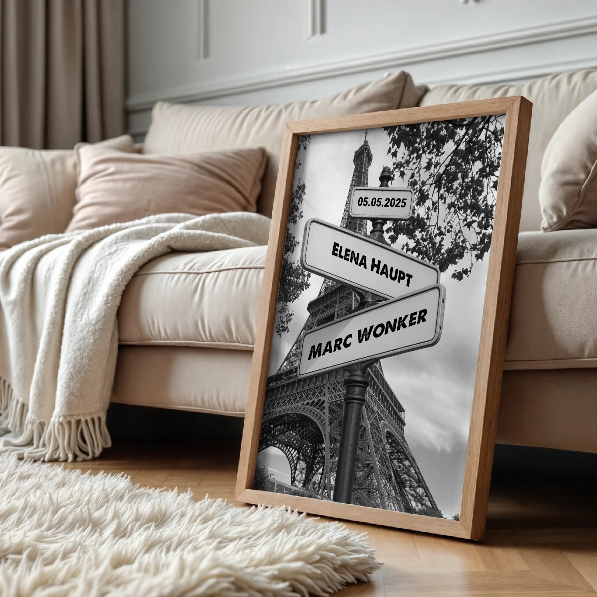 Wood standing at sofa