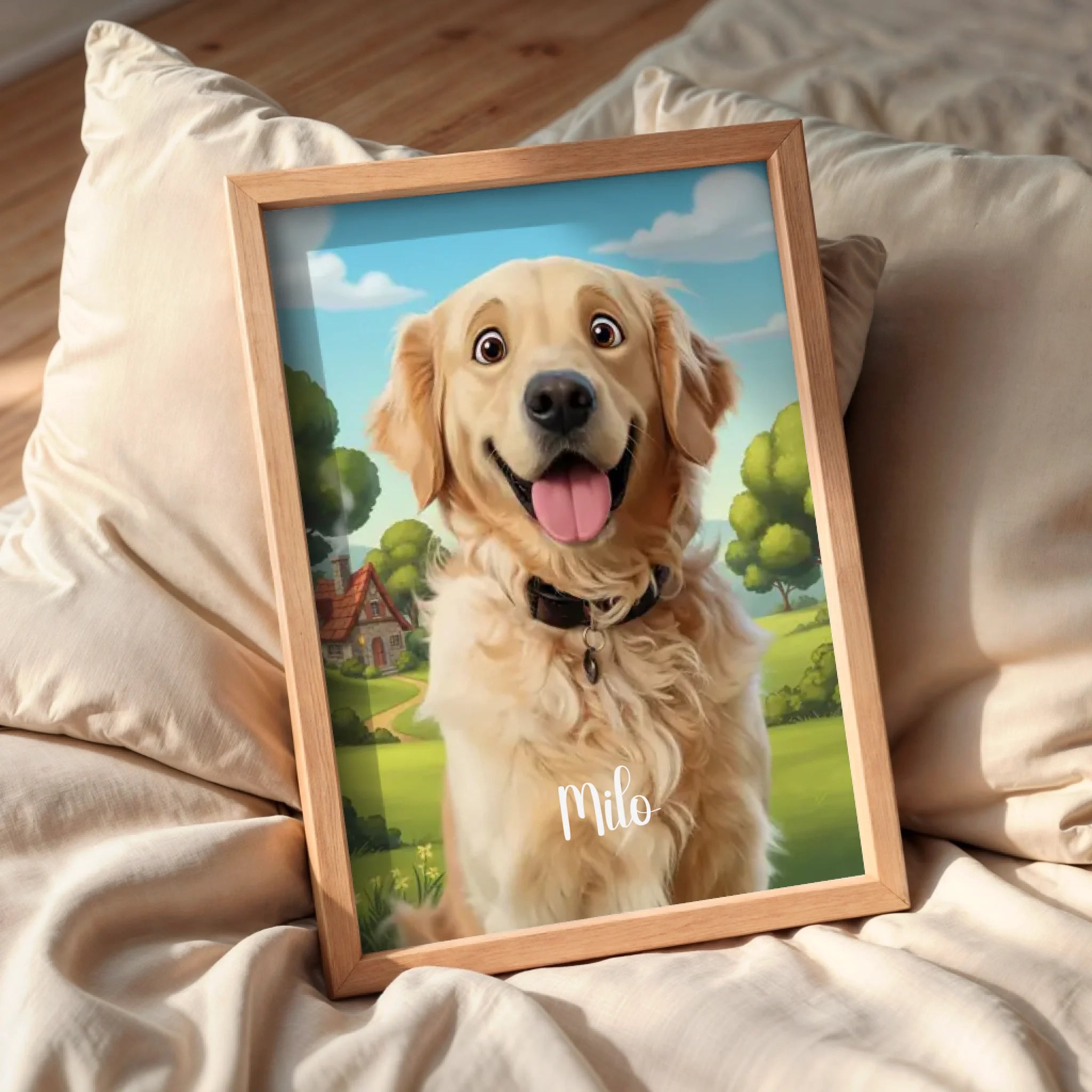 Wood on cushion