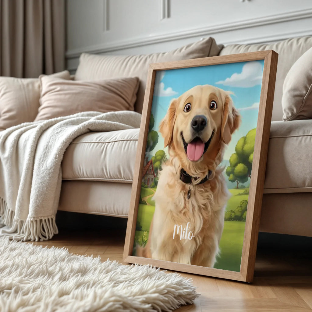 Wood standing at sofa