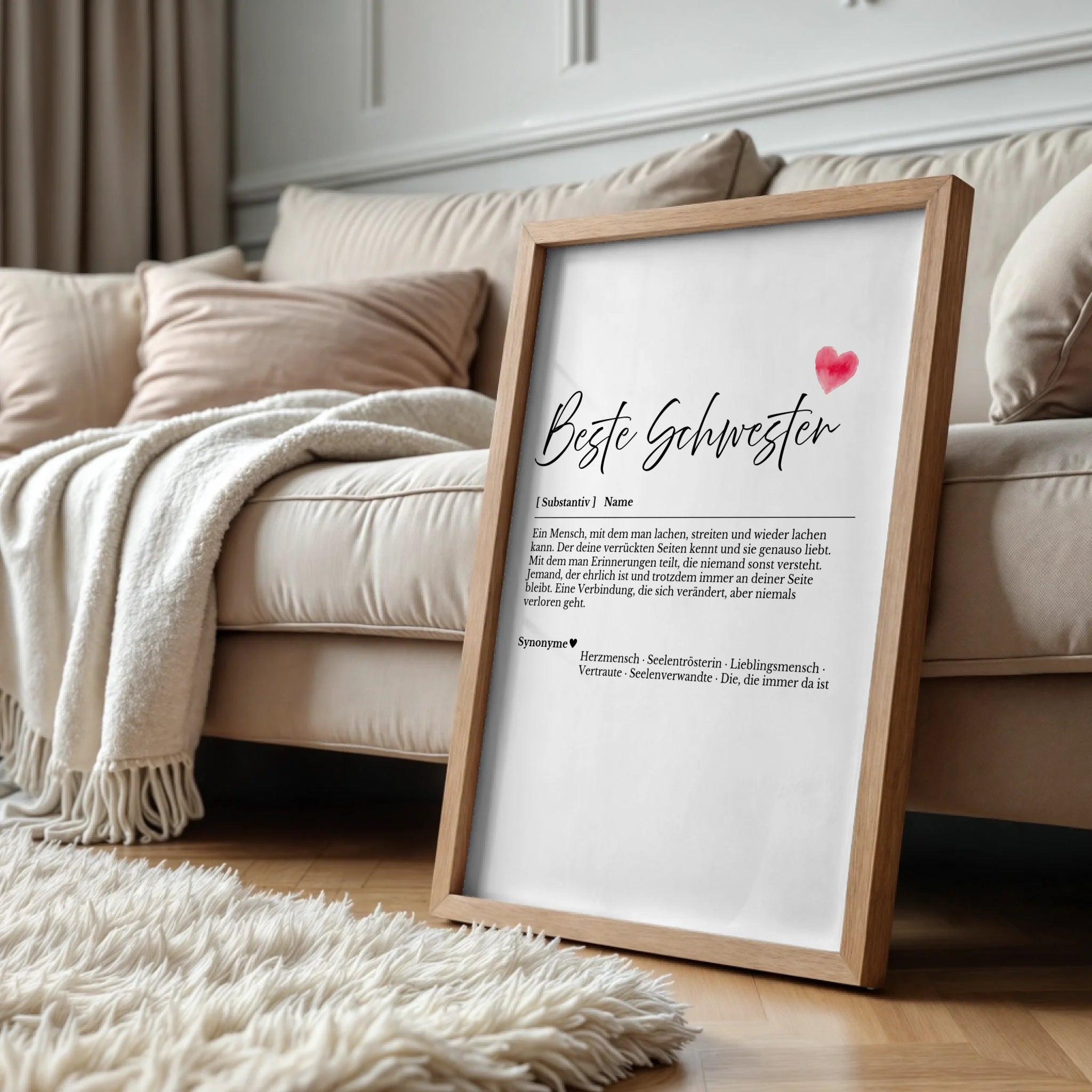 Wood standing at sofa