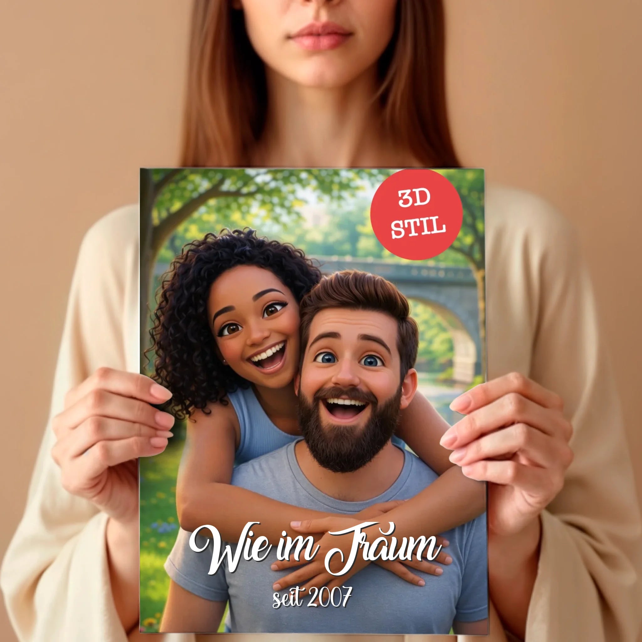 Frau mit Poster