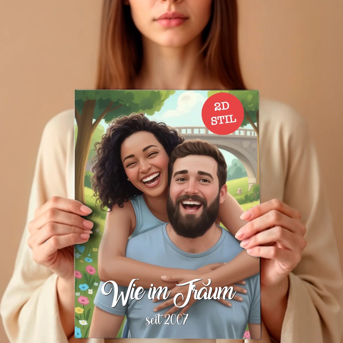 Frau mit Poster
