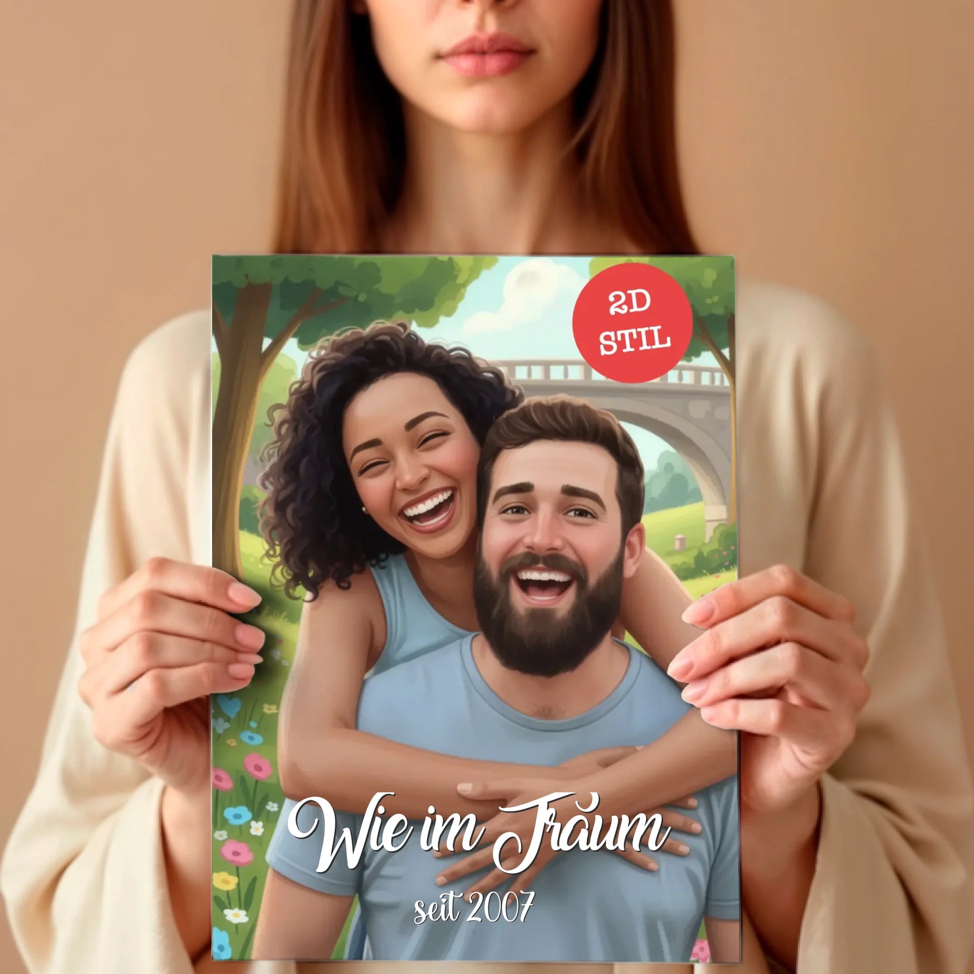 Frau mit Poster