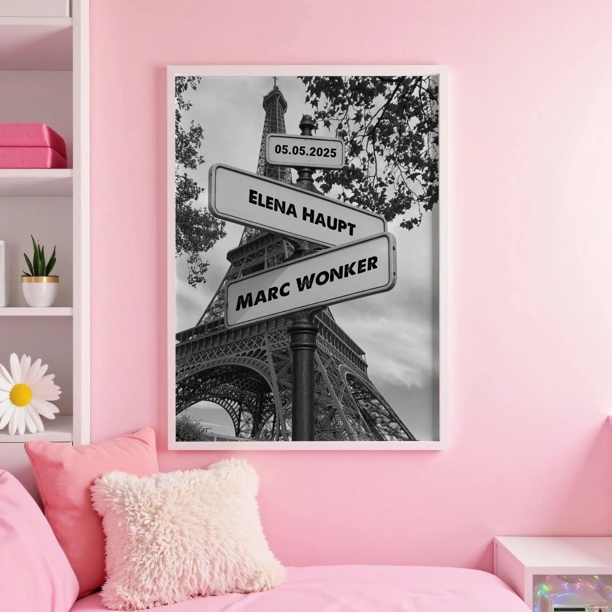 White pink wall