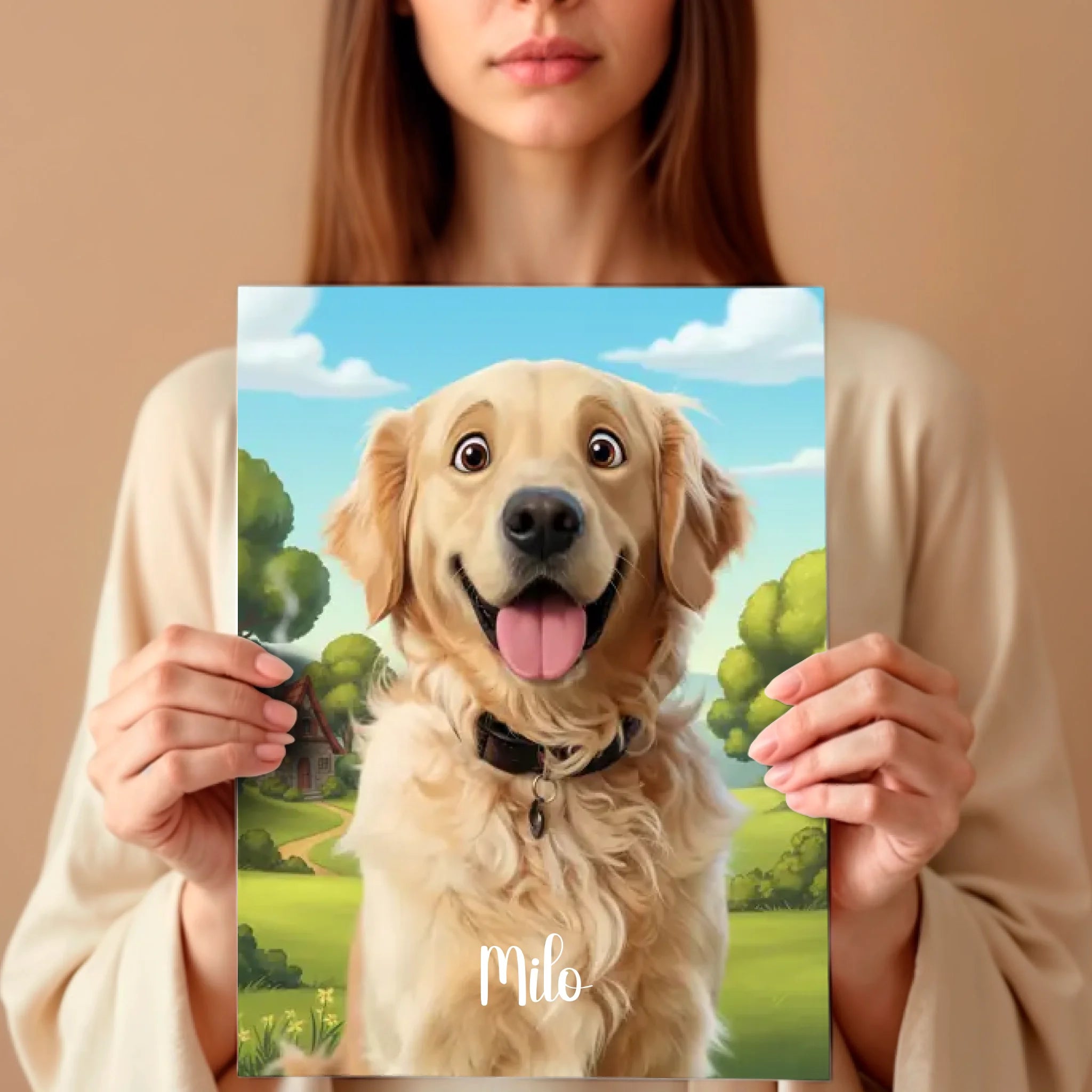 Frau mit Poster