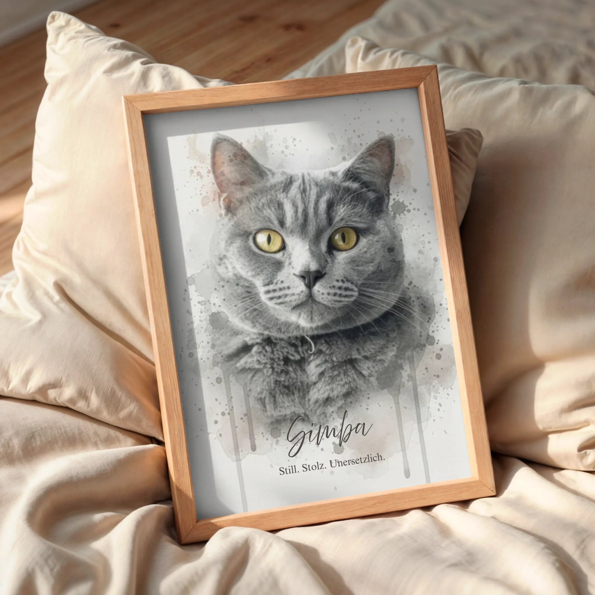 Wood on cushion
