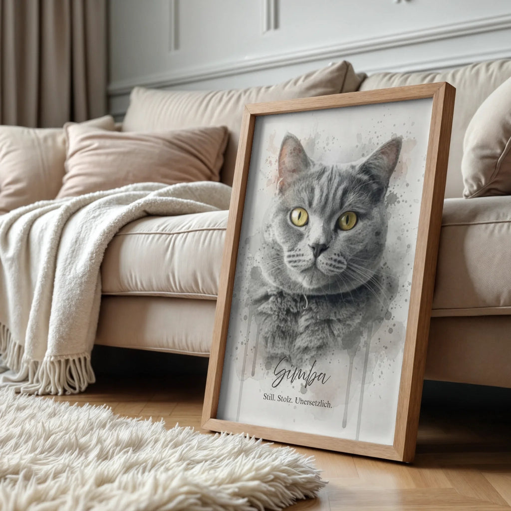 Wood standing at sofa