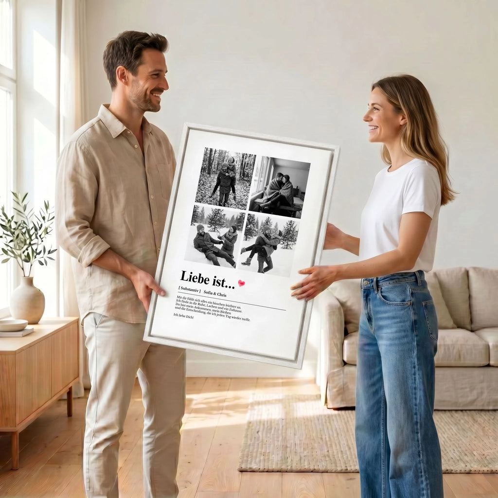 Paar mit Leinwand 34 canvas weiss