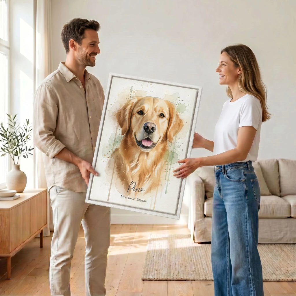 Paar mit Leinwand 34 canvas weiss