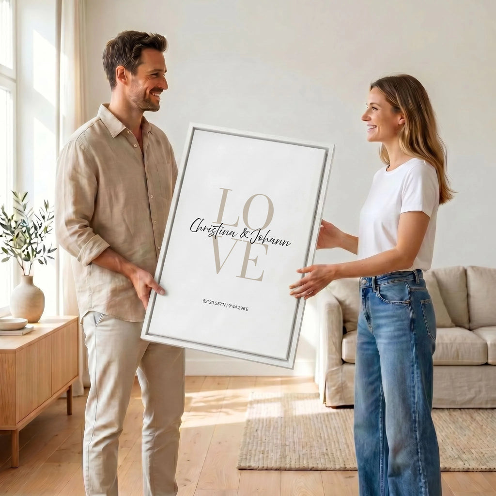 Paar mit Leinwand 23 canvas weiss