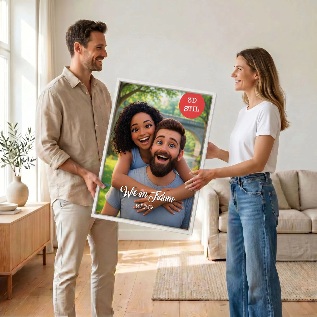 Paar mit Leinwand 34 canvas weiss
