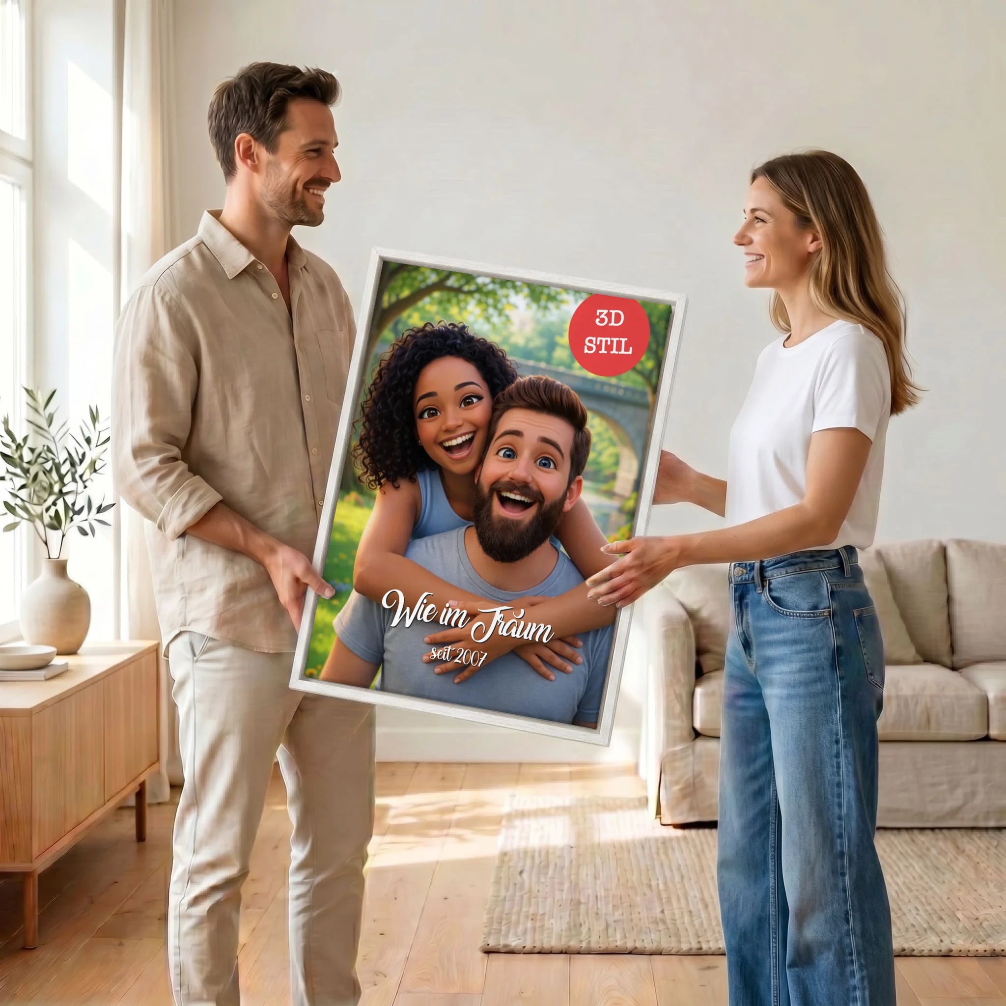 Paar mit Leinwand 34 canvas weiss