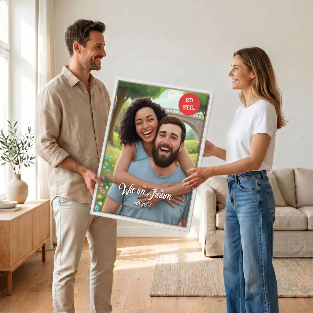 Paar mit Leinwand 34 canvas weiss
