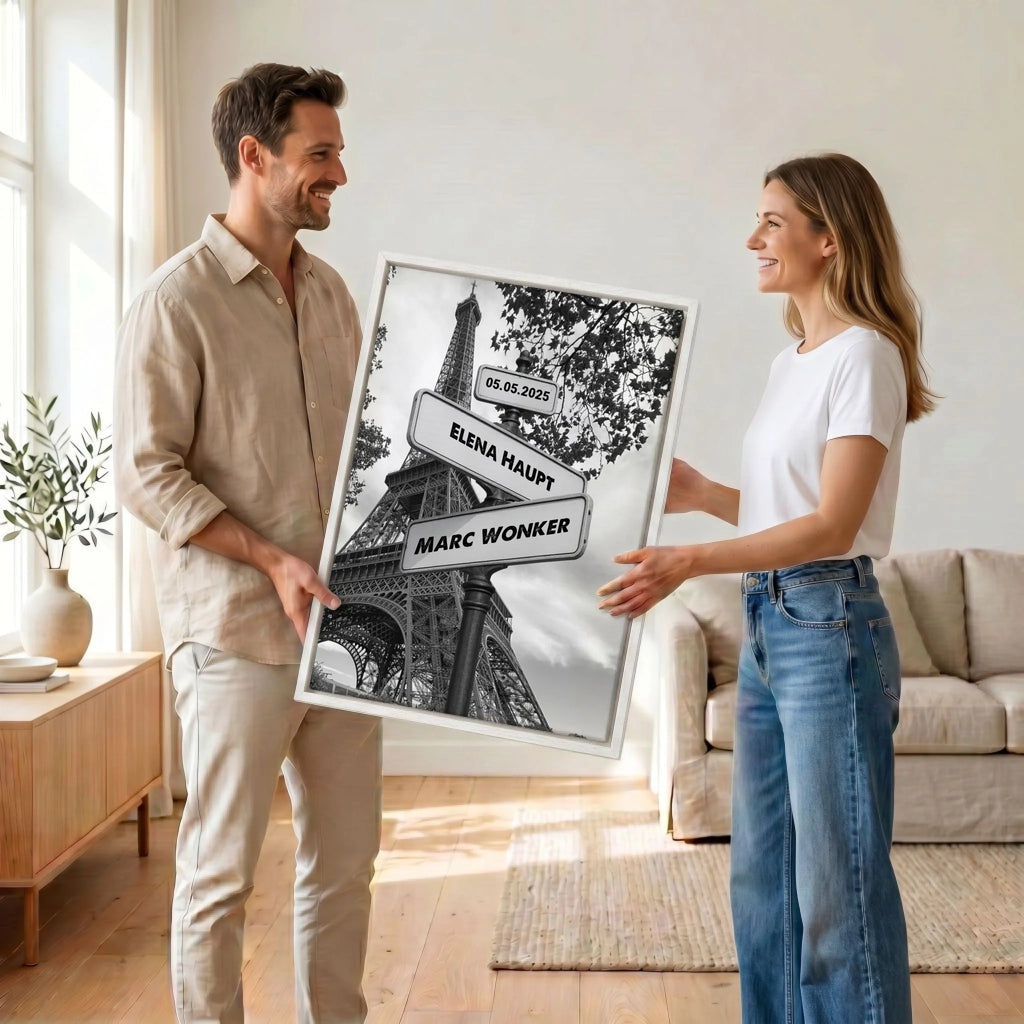 Paar mit Leinwand 34 canvas weiss