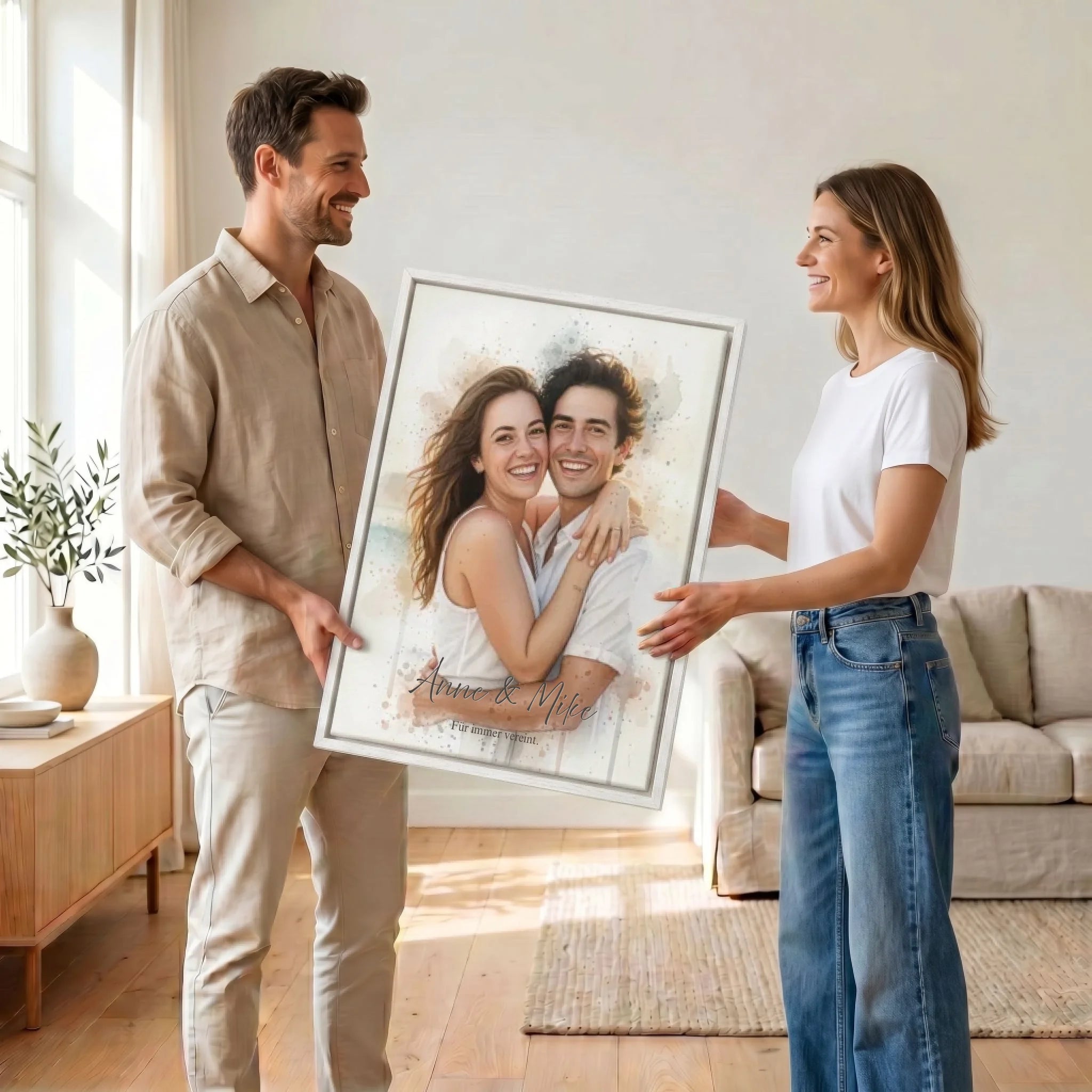 Paar mit Leinwand 34 canvas weiss