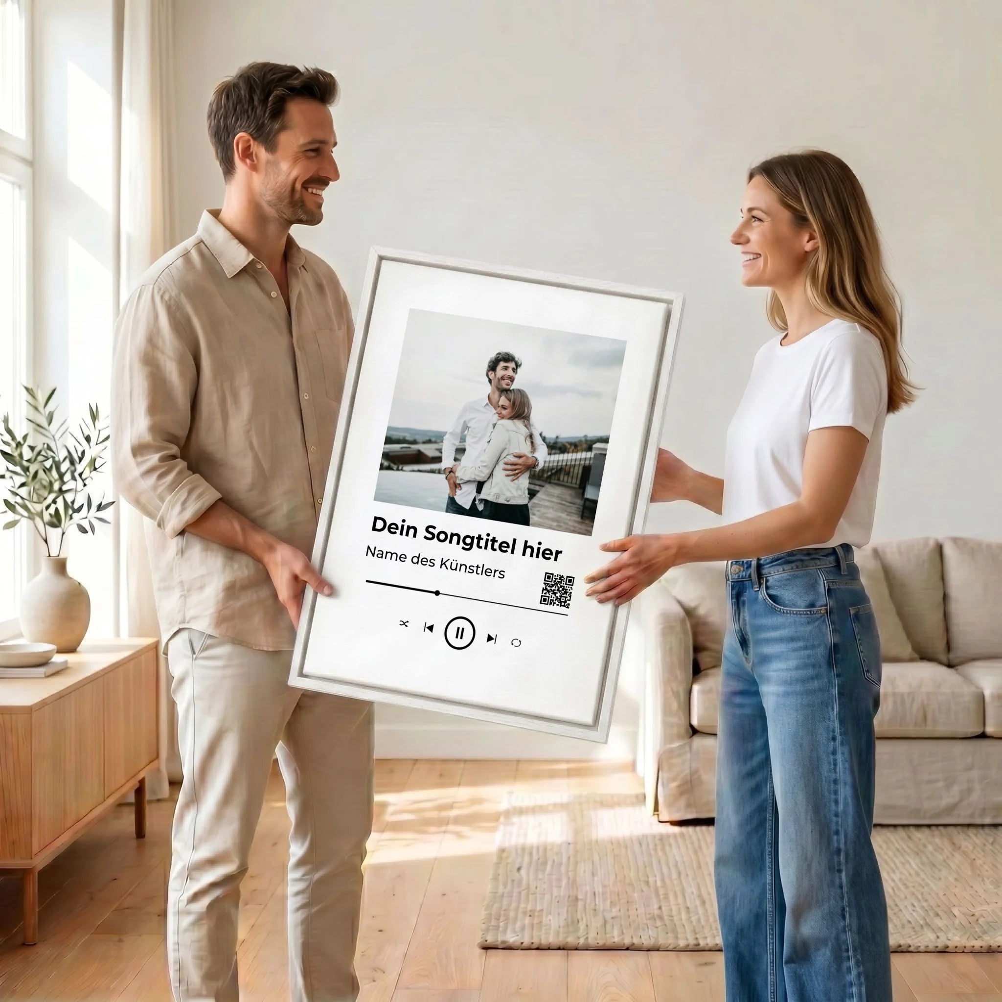 Paar mit Leinwand 34 canvas weiss