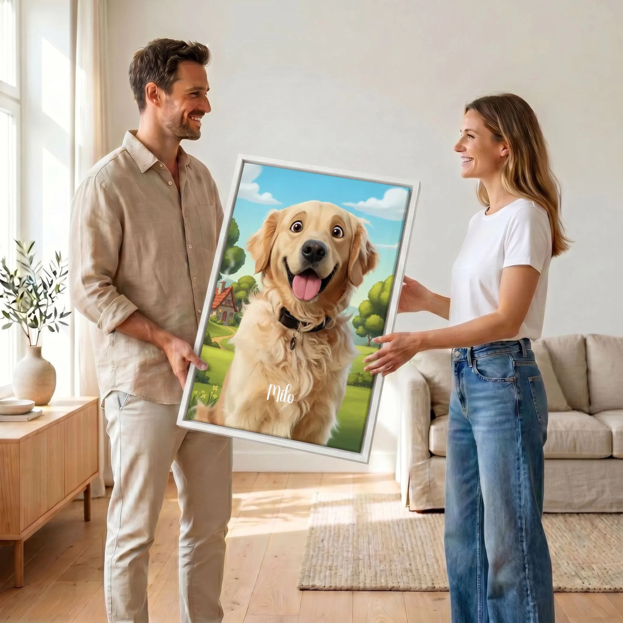 Paar mit Leinwand 23 canvas weiss