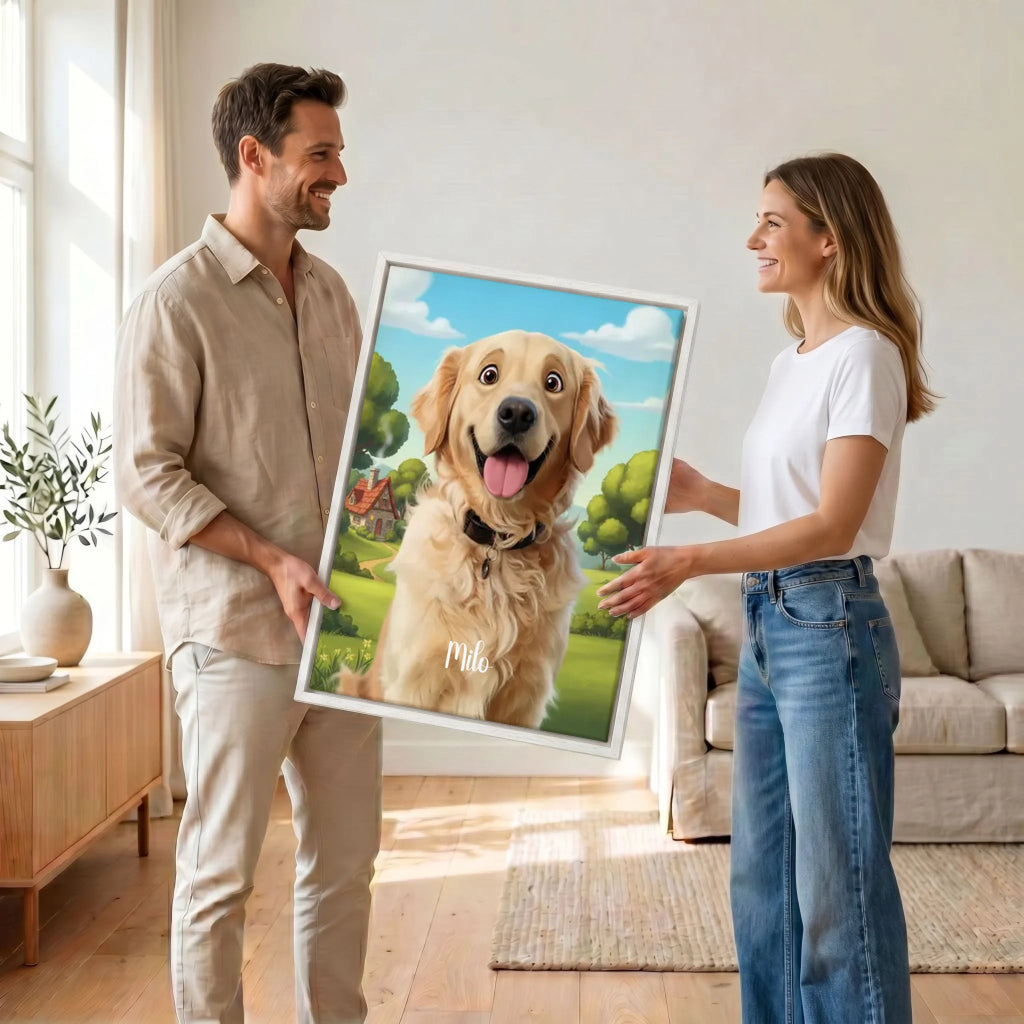 Paar mit Leinwand 34 canvas weiss