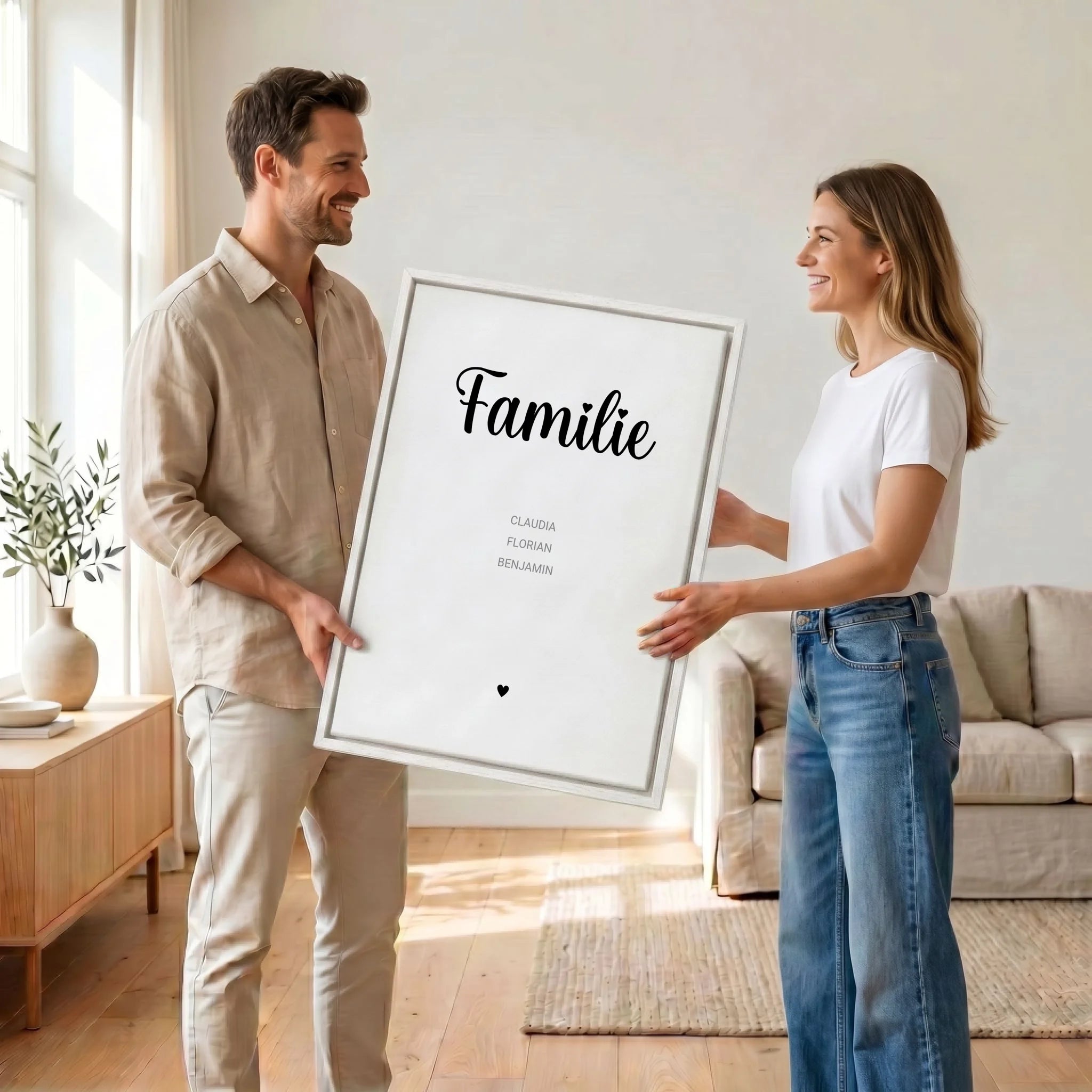 Paar mit Leinwand 34 canvas weiss